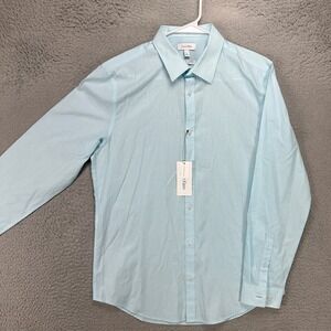 Calvin Klein Infinite Cool Shirt Button Up Men Medium Blue Hairlines Stripes NEW